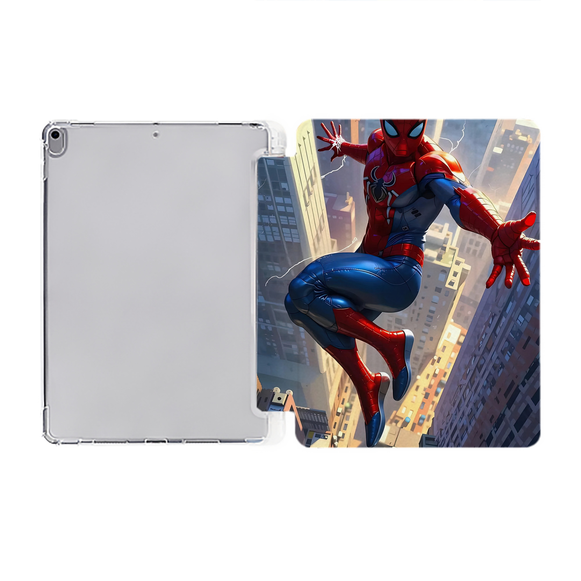 （画像用） Spider Man スパイダーマン IPad ケース ペン収納付き 三つ折りスタンド PUレザー×シリコン 対応機種9.5/10.5/10.9インチ